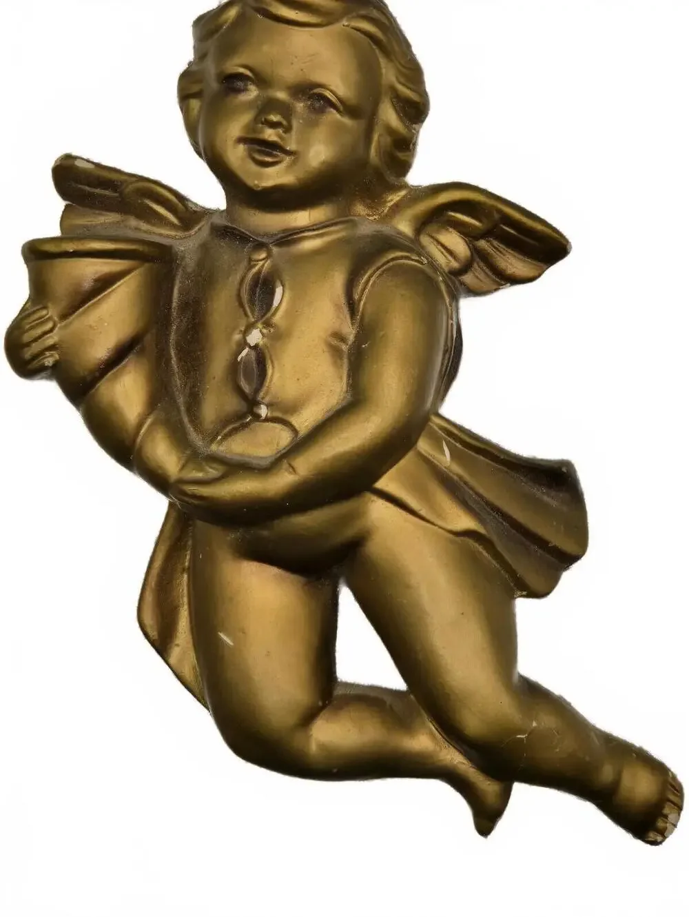 Pair VtgGold Cherub Angel Wall Plaques, sconces Hanging Decor